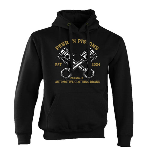 Perran Pistons Biker Hoody Hoodie Classic Hot rod Biker Cross Pistons Cornwall